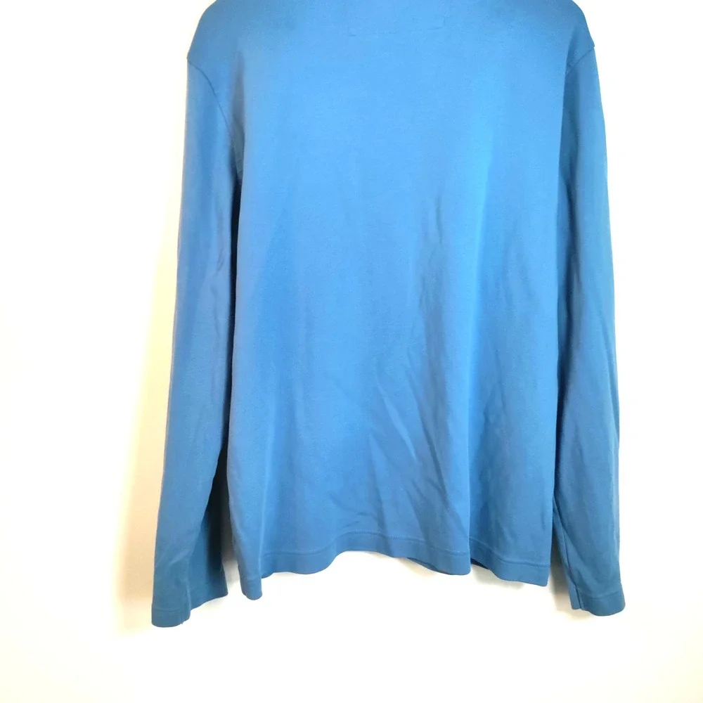 Banana Republic XL Blue 1/4 Snap Mock‎ Neck Pullover Long Sleeve Nautical Casual